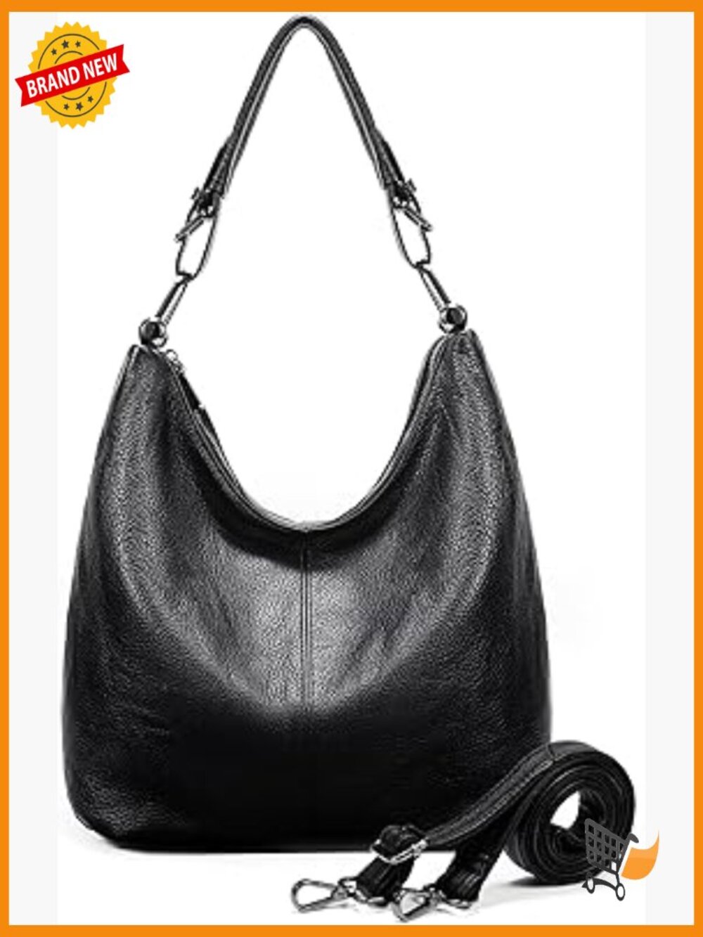 Genuine Leather Slouchy Hobo Handbag Shoulder Bag Large Capacity